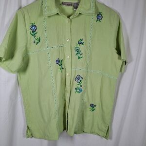 Green Embroidered Womens Shirt Nampa Valley M